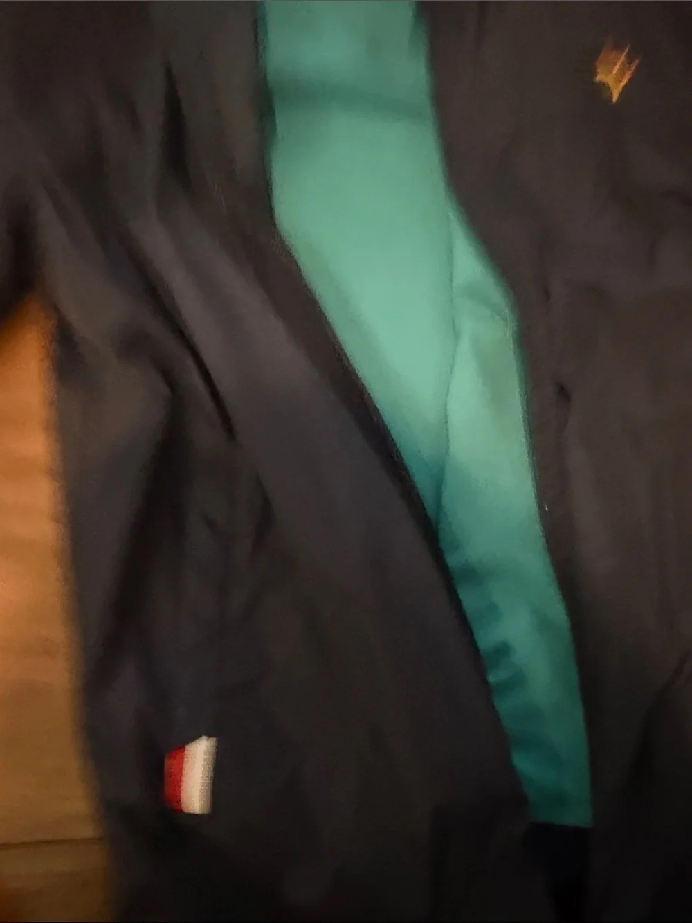 Children's Navy Rain Jacket with Teal Lining